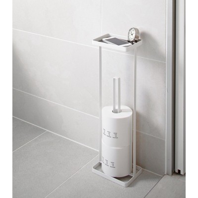 Black Metal Toilet Paper Stand with Tray, 20.47" Height