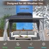 12x16 Ft Hardtop Gazebo with Double Roof, Aluminum Frame, Curtains & Netting, Drainage System, Wind-Resistant Design-Coolbibila - 3 of 4
