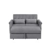 55" Shiny Velvet Convertible Loveseat Sofa with Pull-Out Bed & Lumbar Pillows - 4 of 4