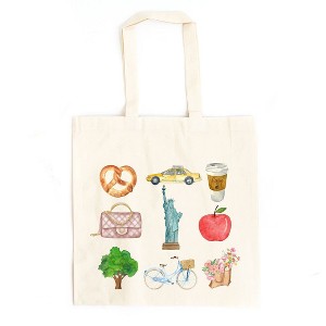 City Creek Prints New York Travel Collage Canvas Tote Bag - 15x16 - Natural - 1 of 2