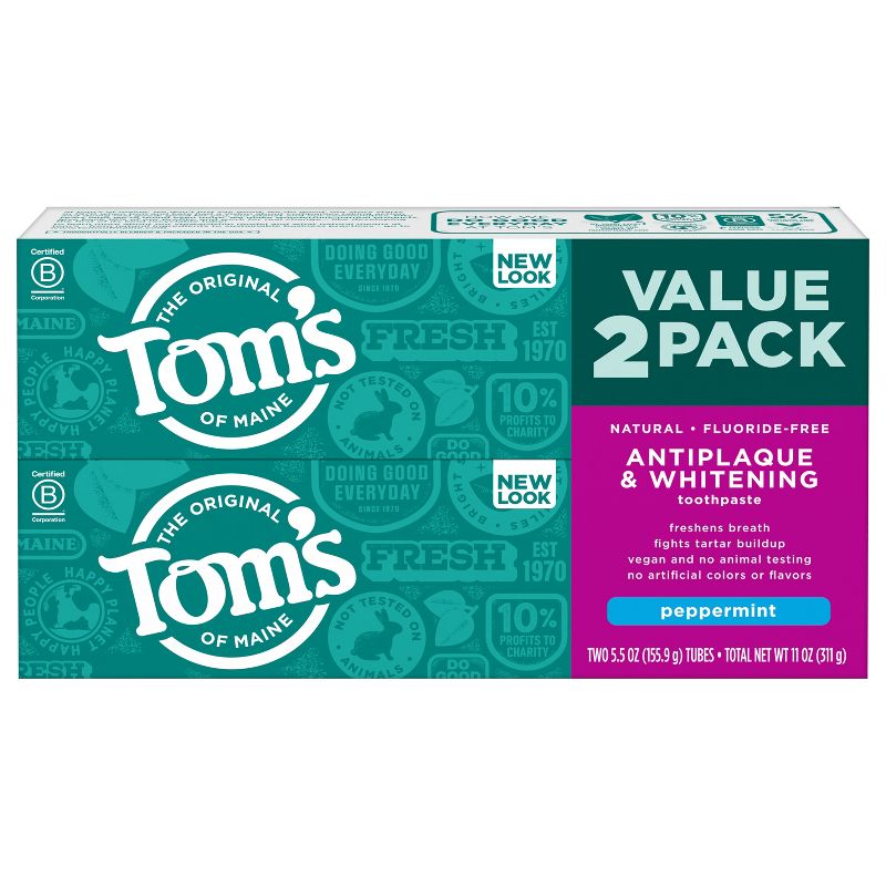 Tom's of Maine Antiplaque and Whitening Peppermint Natural Toothpaste - 5.5oz, 1 of 11