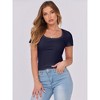 Women's Short Sleeve Scoop Neck Ribbed Knit Slim Fit Tee Shirts 2025 Summer Casual Basic Top - 2 of 4