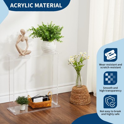 COZONY Narrow Console Table with 2-Tier Shelf, Clear Acrylic Modern Design, Slim Entryway Hallway Table for Living Room, Foyer, Small Spaces