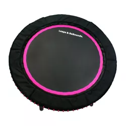LEAPS & REBOUNDS 48" Round Mini Fitness Trampoline & Rebounder Indoor Home Gym Exercise Equipment Low Impact Workout for Adults, Pink