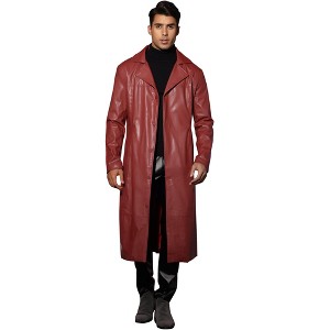 Lars Amadeus Men's Vintage Lapel Gothic PU Faux Leather Trench Coat - 1 of 4