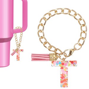 Unique Bargains Epoxy Resin Colorful Glittery Tassel Sports Water Bottle Accessories Letter Charm 1 Pc - 1 of 4