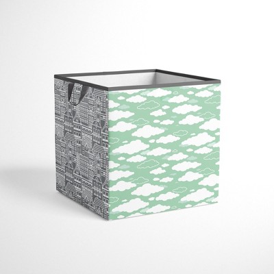 Bacati - Clouds in the City Mint//Gray Storage Box Small