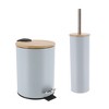 Evideco French Home Goods Bathroom Set with Bamboo Lid - Matte Metal Trash Can and Toilet Brush - 2 of 4