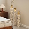Gilded White Metal Vase Trio Set, 3D Floral Relief Cylinder Vases, Mother's Day Gift Home Décor Centerpiece - 3 of 4