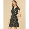 Allegra K Women's Boho Crossover V Neck Petal Sleeves Belted Floral Flowy Dress - 4 of 4