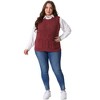 Women's Plus Size Knitted Crew Neck Sleeveless Casual Sweater Vest with Pocket - Agnes Orinda - 3 of 4