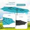 Tangkula 15FT Twin Patio Double-Sided Umbrella 48 Solar LED Lights Crank Outdoor Turquoise - 2 of 4