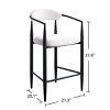 Set of 2 Modern Boucle Upholstered Height Bar Stools,Metal Frame Barstool with Arms and Footrest,Bar Stool for Kitchen Dining Room-Coolbibila - 4 of 4