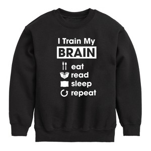 Boys' - Instant Message - I Train My Brain Graphic Long Sleeve Fleece Sweatshirt - 1 of 4