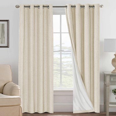 H.Versailtex Linen 100% Blackout Curtains Thermal Insulated Linen Drapes, Grommet White Liner Sold of 2 Panels