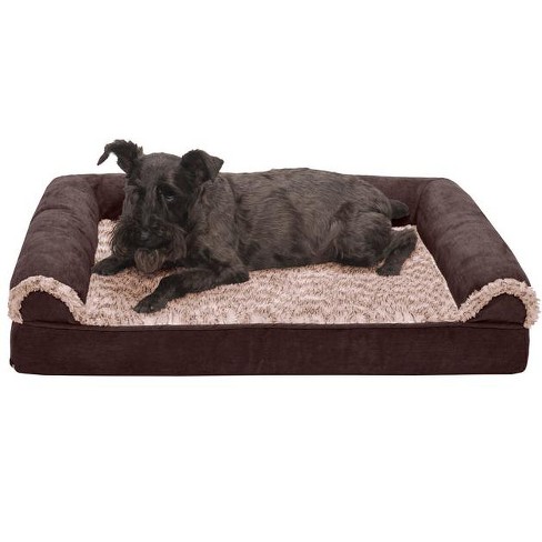 FurHaven Pet Dog BedOrthopedic Plush and Suede Sofa-Style Couch Pet Bed for 