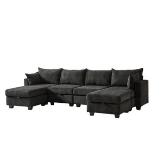 NicBex Modular Sectional Sofa Corduroy Fabric Upholstered U-Shaped Sectional Sofa with Storage Ottoman for Living Room,Apartment - 1 of 4