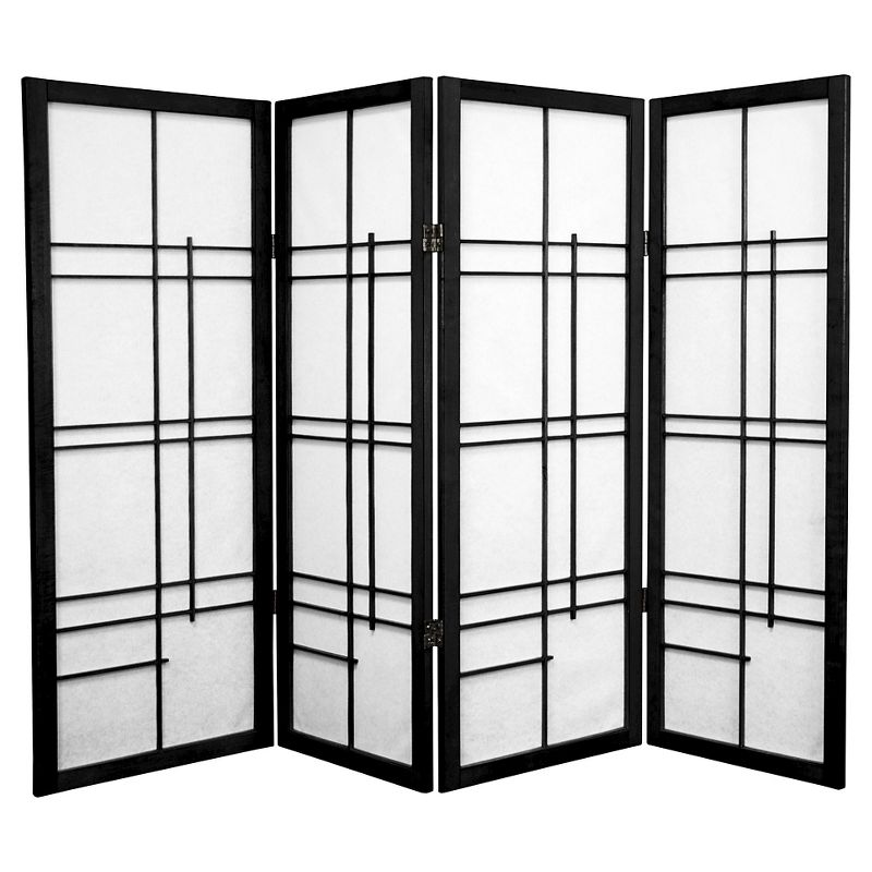 4 ft. Tall Eudes Shoji Screen - Black (4 Panels), 1 of 6