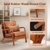 Floral-Mid Century Modern Accent Chairs set of 2,Solid Rubber Wood Frame living chair - 3 of 4