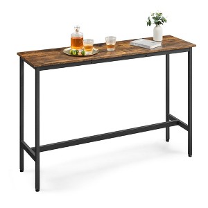 VASAGLE, Narrow Long Bar, Kitchen Dining, High Pub Table, Sturdy Metal Frame, Industrial Design, 15.7 x 55.1 x 35.4 Inches Rustic Brown and Ink Black - 1 of 4