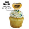 Kennesaw State KSU Stripes Heart Love Cupcake Picks Toppers Decoration Set of 6 - 3 of 4