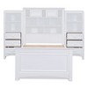 Twin Size Wood Platformbed with Vertical All-in-One Cabinet and 4 Drawers on each side White - 4 of 4