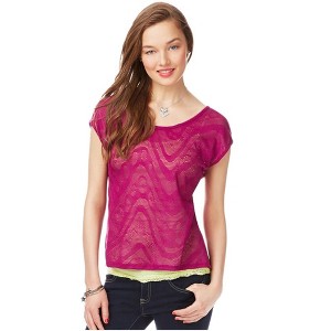 Aeropostale Womens Sheer Lace Inset Knit Blouse - 1 of 2