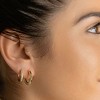 Adornia 14k Gold Plated 3-Huggie Hoop Earrings Set With 1-Crystal Hoop - 2 of 4