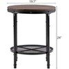 VINGLI Industrial Round End Table - 20" Metal & Wooden Side Table for Couch & Living Room - 3 of 4
