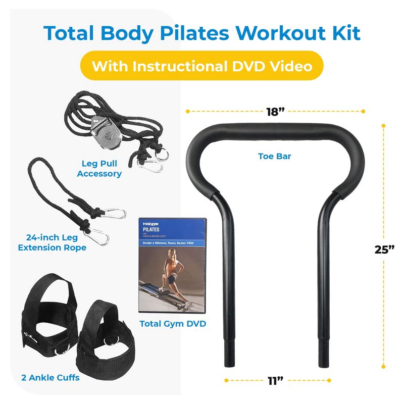 Total Gym PILS Men/Women Total Body Pilates Workout Kit for Strength Building Training with Instructional DVD Video and Fitness Accessories, 3 of 7