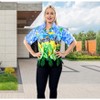 LA LEELA Hawaiian Shirts Womens Floral Summer Beach Party V Neck Blouses Short Sleeve Vacation Tops Casual Dress Shirts for Women - 3 of 4