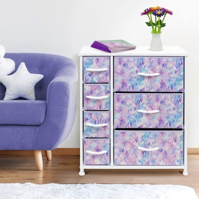 Sorbus Tie-Dye Purple 7-Drawer Kids Dresser with Steel Frame