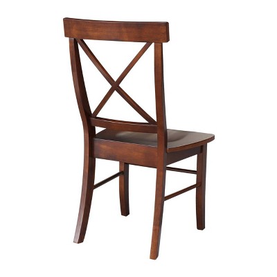 Espresso High Cross Back Solid Wood Side Chairs, Set of 2