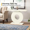 Lirago 40" Modern Console Table Entryway Sofa Table with Geometric Base Elegant Flower Design Sturdy Top Multi Purpose for Living Room White - 3 of 4