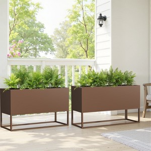 Spassway Indoor Outdoor Metal Planter Pot Planter Box Patio Garden Bed Black - 1 of 4