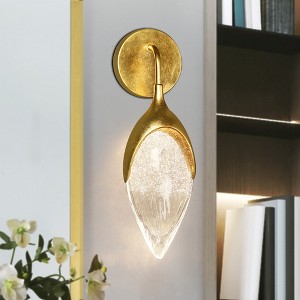 LNC Evacampbell  1-Light 5"W Luxury and Glam Teardrop Wall Lights, Goldleaf with Seeded Glass - 1 of 4