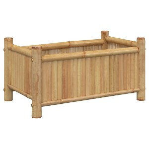 vidaXL Planter Raised Garden Bed - Outdoor Balcony Flower Box Bamboo Plant Stand - 19.7" x 11.8" x 9.8" - 1 of 4