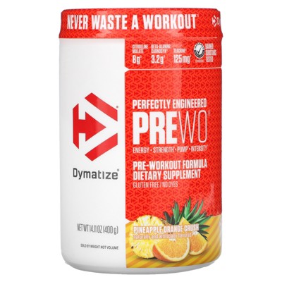 Dymatize Nutrition Perfectly Engineered Pre WO, Pre-Workout Formula, Pineapple Orange Crush, 14.11 oz (400 g), Sports Nutrition Supplements