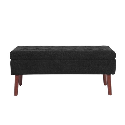 GlasFlength Ottomans and Benches Modern Storage Bench with Elegant Design for Bedroom Entryway Living Room, Black, 43.3"*17.7"*18.9"