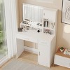 KWPZQEB Vanity Desk with Mirror and Lights, Makeup Vanity Table with 2 Drawers, 2 Cabinets & 3 Lighting Modes Adjustable Brightness for Bedroom - 3 of 4