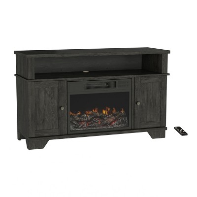 Hastings Home Electric LED Fireplace TV Stand with Remote Control- 47", Woodgrain Black