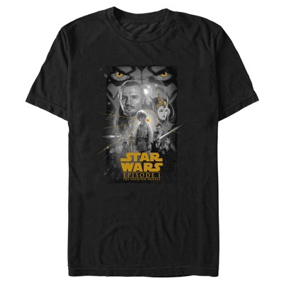 Men's Star Wars: The Phantom Menace Black and White Episode One Poster  T-Shirt - Black - 2X Large