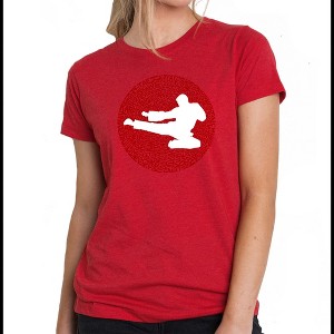 LA Pop Art Women's Premium Blend Word Art T-shirt -Types of Martial Arts - 1 of 4