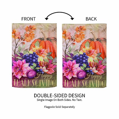 Happy Thanksgiving Multicolor Suede Garden Flag 12 x 18 Inches