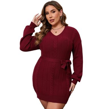 knee length dresses for ladies Cream Bodycon Long Sleeve Sweater Mini Dress