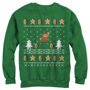 Men's Nintendo Ugly Christmas Mario Coin Sweatshirt - 1 of 3