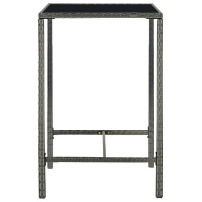 Gray 5-Piece Patio Bar Set with Cushions and Rattan