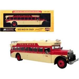1935 Mack BK Coach Bus "Trailways" Beige and Red Limited Edition to 504 pieces 1/50 Die Cast Model by Iconic Replicas - 1 of 3