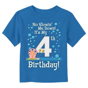 Toddler's SpongeBob SquarePants Gary No Slowin' Me Down It's my 4th Birthday T-Shirt - 1 of 3