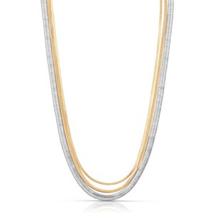 Mixed Metal Herringbone Layered Necklace - Ettika Gold and Rhodium - 1 of 2
